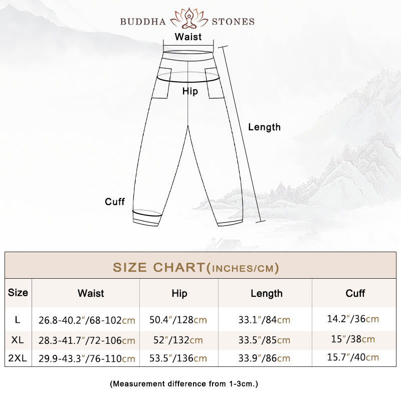 Buddha Stonesカジュアル 無地 リネン レディース パンツ ポケット付き - image 3
