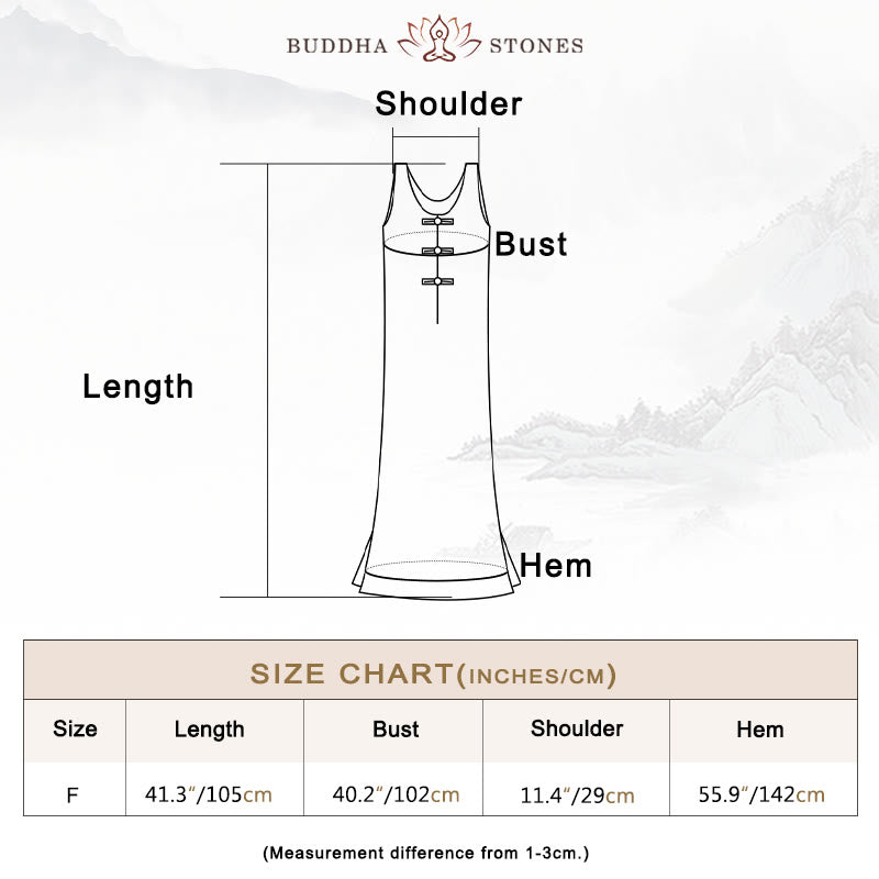 Buddha Stonesフロッグボタン ノースリーブ キャミソール ミディドレス ラミーリネン ワイドレッグパンツ ポケット付き - image 3