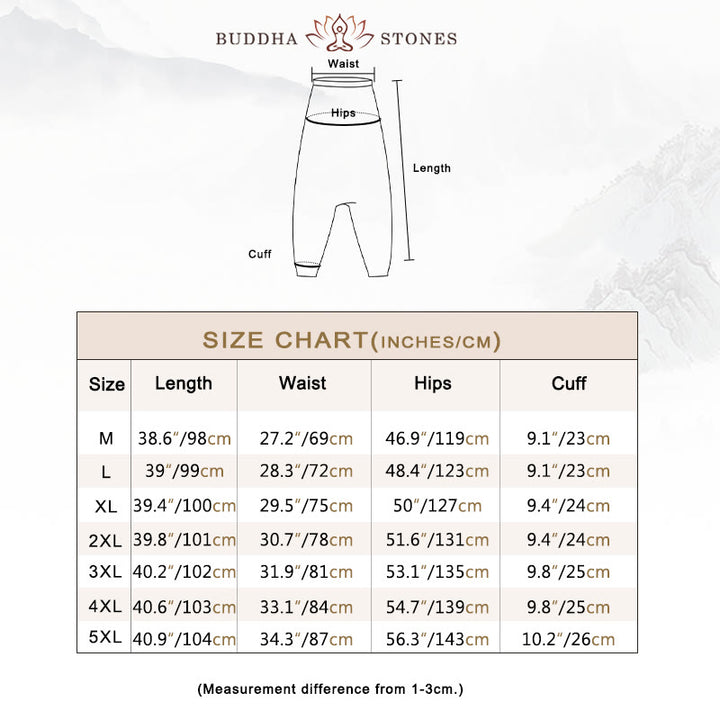 Buddha Stonesエレファント ブラウン ブラック プリント コットン メンズ ロング クロップド ハーレムパンツ ポケット付き - image 3