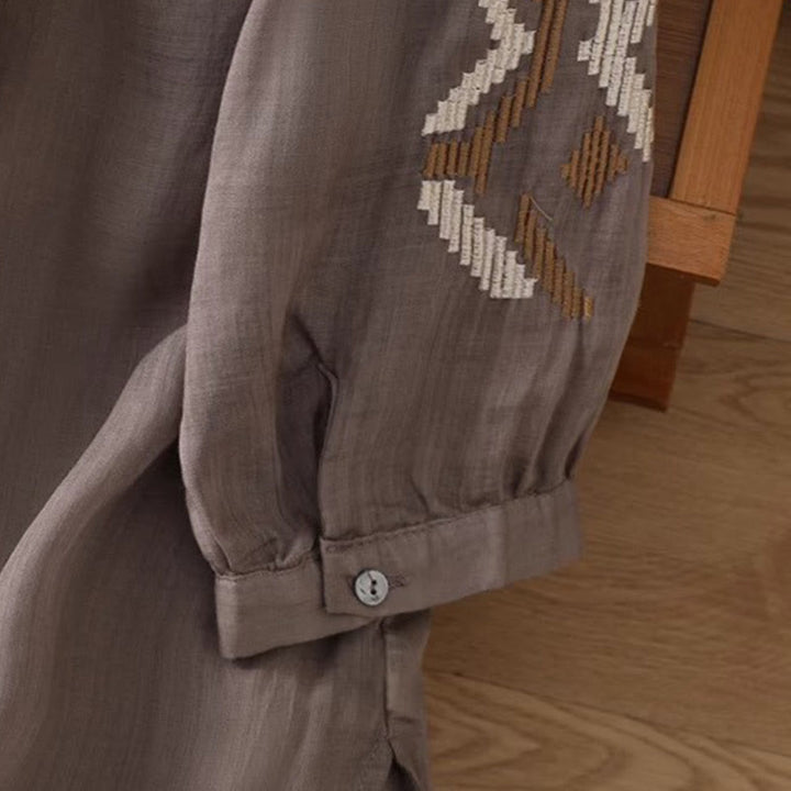 Buddha Stonesカジュアル シンメトリー 刺繍 レディース クルーネックデザイン 半袖 スパンデックス Tシャツ - image 20