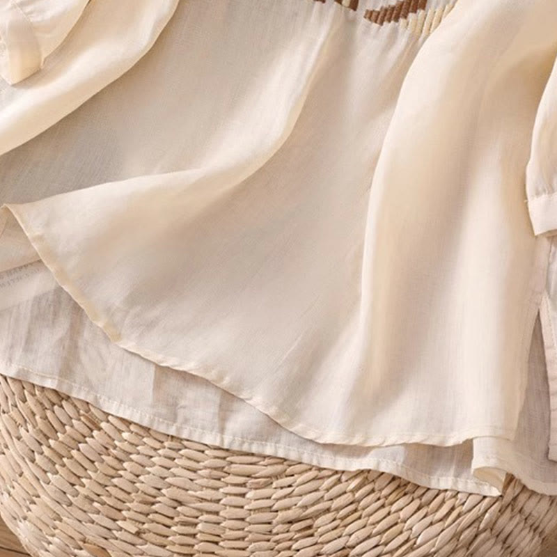 Buddha Stonesカジュアル シンメトリー 刺繍 レディース クルーネックデザイン 半袖 スパンデックス Tシャツ - image 39