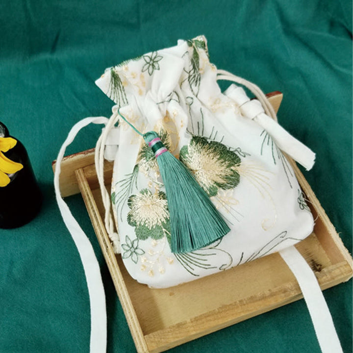 Buddha Stones刺繍の花と桜のつるのキャンバスクロスボディバッグショルダーバッグ