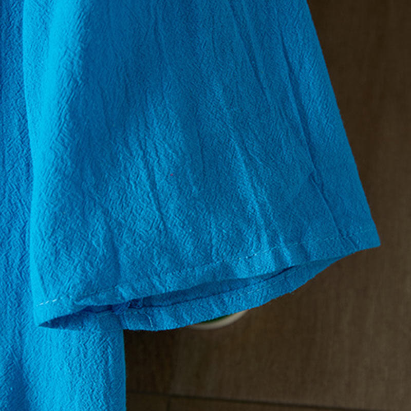 Buddha Stonesヴィンテージ刺繍 フロッグボタン 半袖 ハイウエスト コットンリネン レディース ミディドレス - image 22