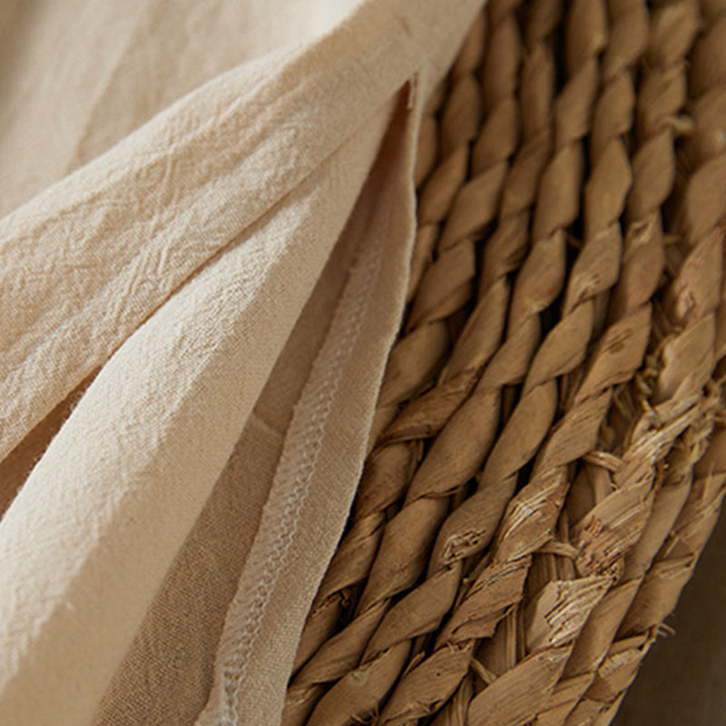 Buddha Stonesヴィンテージ刺繍 フロッグボタン 半袖 ハイウエスト コットンリネン レディース ミディドレス - image 10