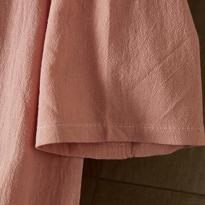 Buddha Stonesヴィンテージ刺繍 フロッグボタン 半袖 ハイウエスト コットンリネン レディース ミディドレス - image 15