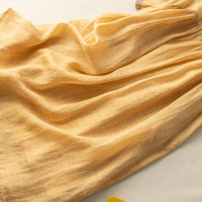 Buddha Stones春 エスニック刺繍 半袖 コットンリネン レディース ミディドレス - image 5