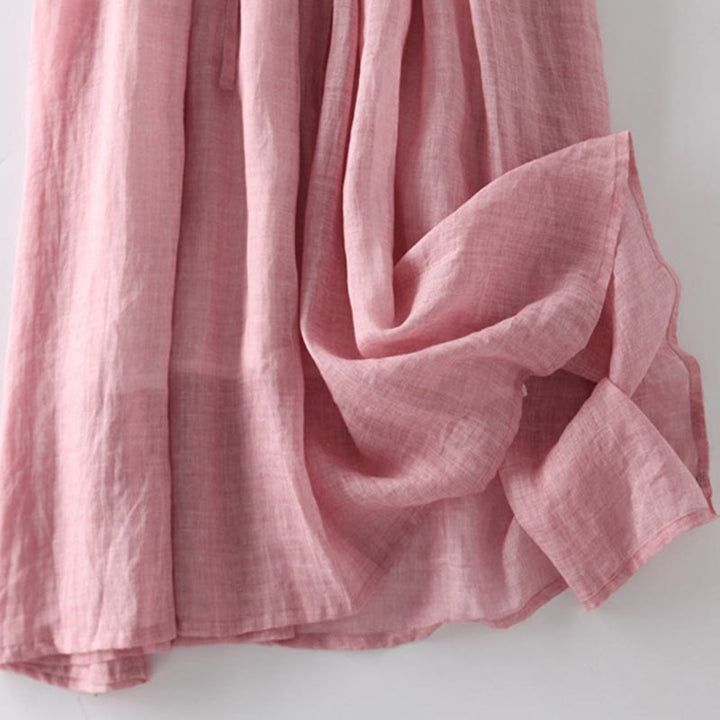 Buddha Stonesカジュアル 無地 フリルデザイン 半袖 レースアップ レディース ミディドレス ポケット付き - image 13