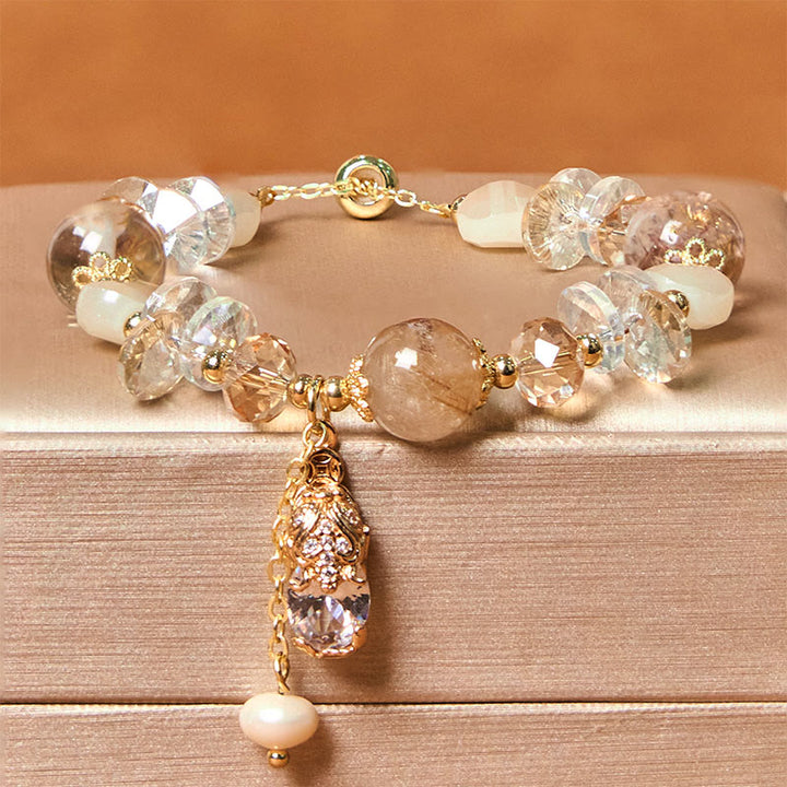 Buddha Stones天然シトリングリーンストロベリークォーツ貔貅繁栄ブレスレット