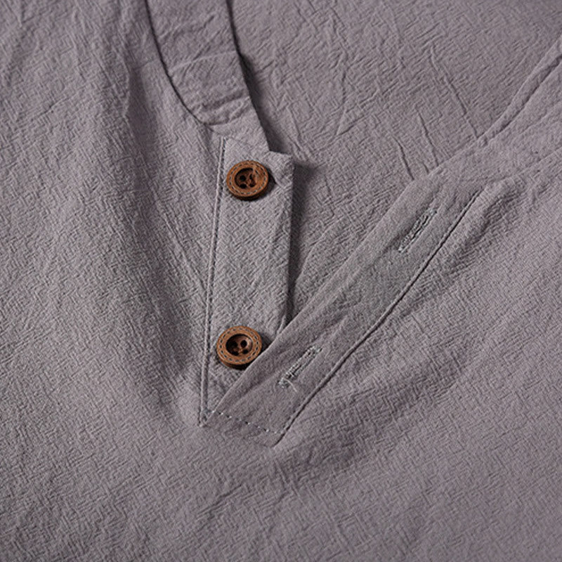 Buddha Stones 2点セット 無地 ノッチカラー 半袖 Tシャツ ショートパンツ ポケット付き コットンリネン メンズ 瞑想用クロスセット - image 9