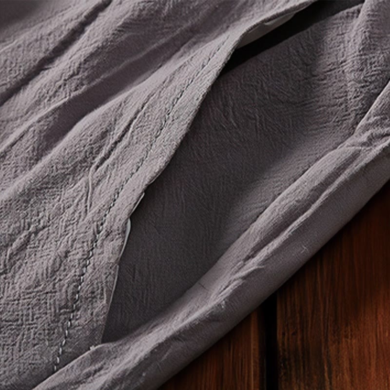 Buddha Stones 2点セット 無地 ノッチカラー 半袖 Tシャツ ショートパンツ ポケット付き コットンリネン メンズ 瞑想用クロスセット - image 16