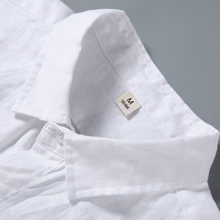 Buddha Stones夏カジュアル 純色ボタン コットン メンズ 半袖シャツ ポケット付き - image 6