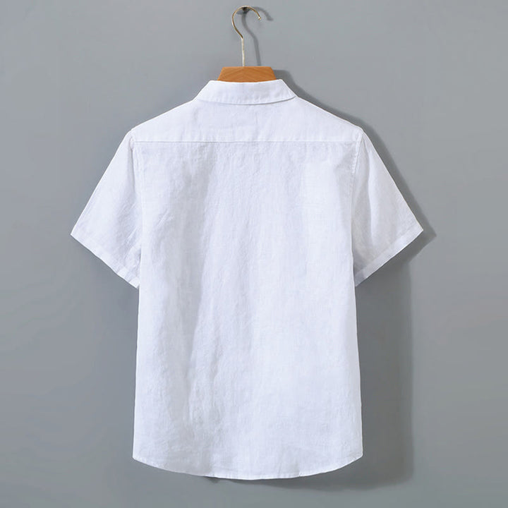 Buddha Stones夏カジュアル 純色ボタン コットン メンズ 半袖シャツ ポケット付き - image 5