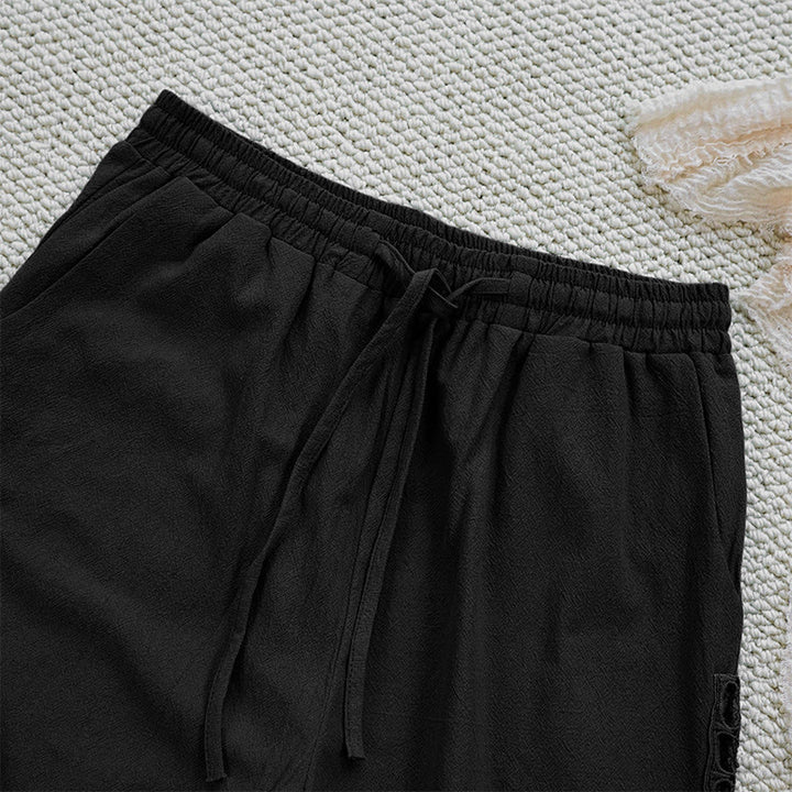 Buddha Stones夏 無地 つなぎ デザイン コットン リネン レディース パンツ ポケット付き - image 11