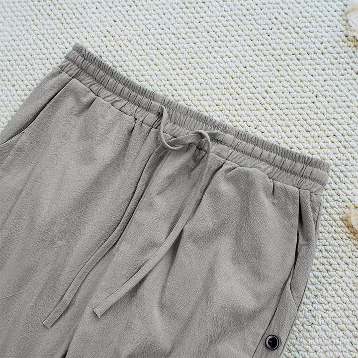 Buddha Stones夏 無地 パッチワークデザイン ドローストリング コットンリネン レディース パンツ ポケット付き - image 37