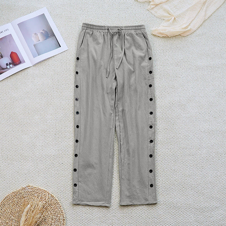 Buddha Stones夏 無地 パッチワークデザイン ドローストリング コットンリネン レディース パンツ ポケット付き - image 33