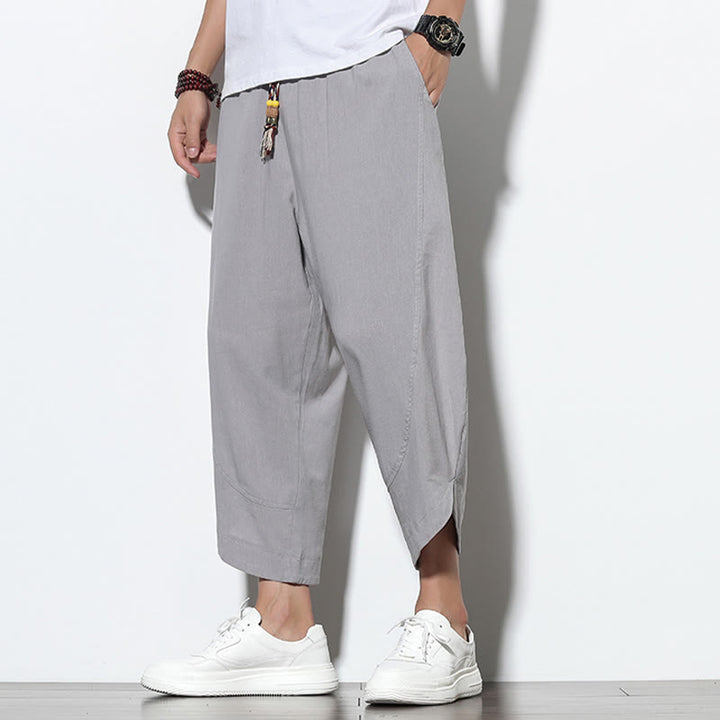 Buddha Stonesカジュアル サマー ドローストリング 7-8丈 メンズ ハーレムパンツ ポケット付き - image 4