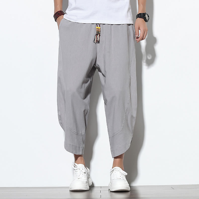 Buddha Stonesカジュアル サマー ドローストリング 7-8丈 メンズ ハーレムパンツ ポケット付き - image 2