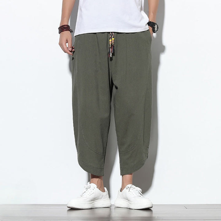Buddha Stonesカジュアル サマー ドローストリング 7-8丈 リネン メンズ ハーレムパンツ ポケット付き - image 31