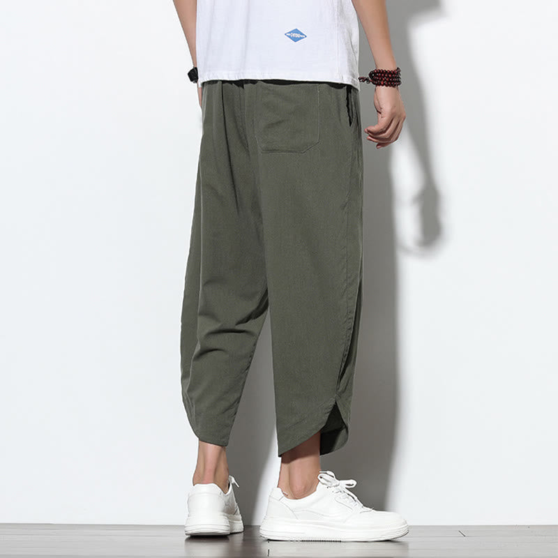 Buddha Stonesカジュアル サマー ドローストリング 7-8丈 リネン メンズ ハーレムパンツ ポケット付き - image 34