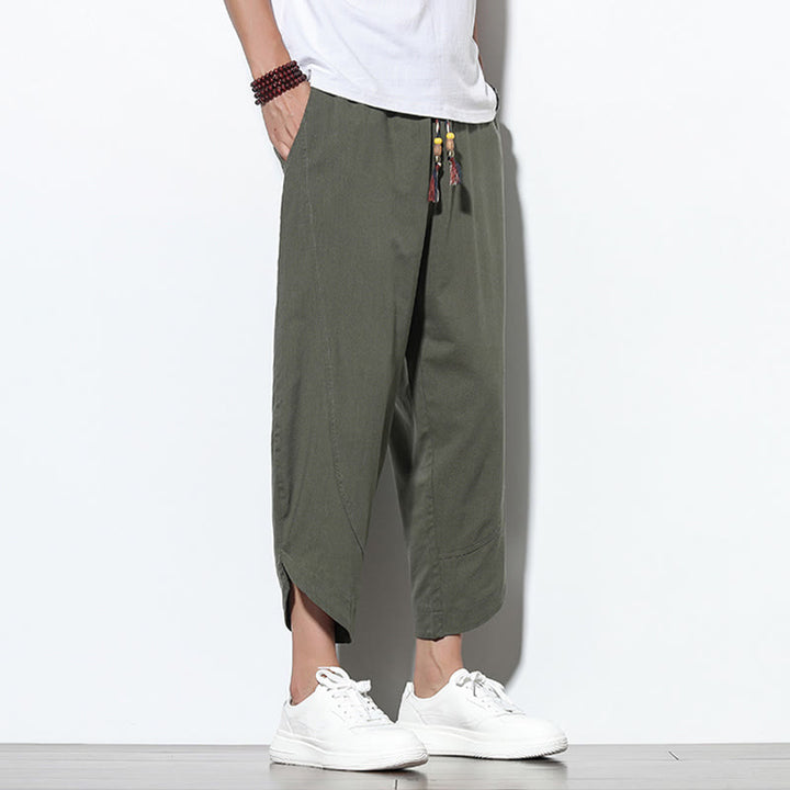 Buddha Stonesカジュアル サマー ドローストリング 7-8丈 リネン メンズ ハーレムパンツ ポケット付き - image 36