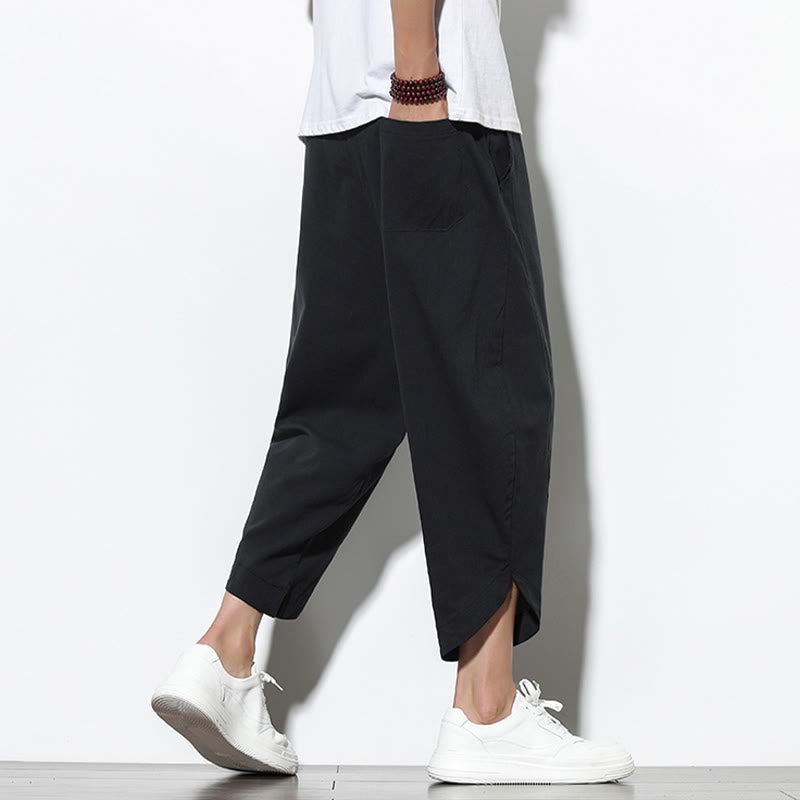 Buddha Stonesカジュアル サマー ドローストリング 7-8丈 リネン メンズ ハーレムパンツ ポケット付き - image 20