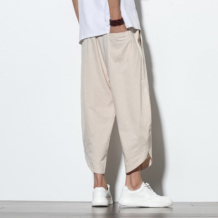 Buddha Stonesカジュアル サマー ドローストリング 7-8丈 リネン メンズ ハーレムパンツ ポケット付き - image 13