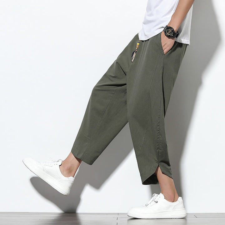 Buddha Stonesカジュアル サマー ドローストリング 7-8丈 リネン メンズ ハーレムパンツ ポケット付き - image 37