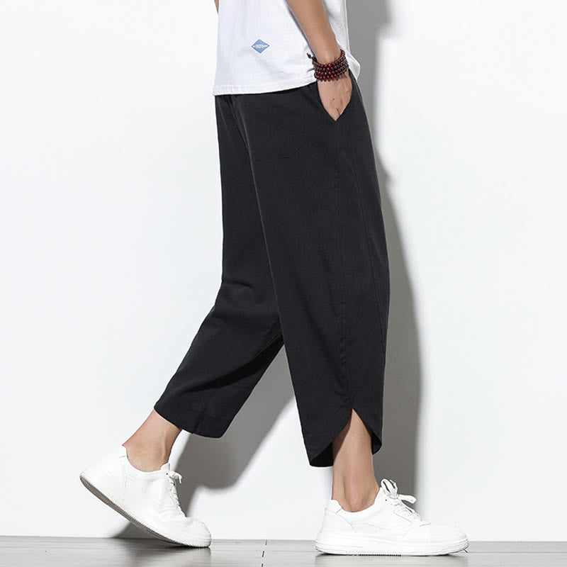 Buddha Stonesカジュアル サマー ドローストリング 7-8丈 リネン メンズ ハーレムパンツ ポケット付き - image 21