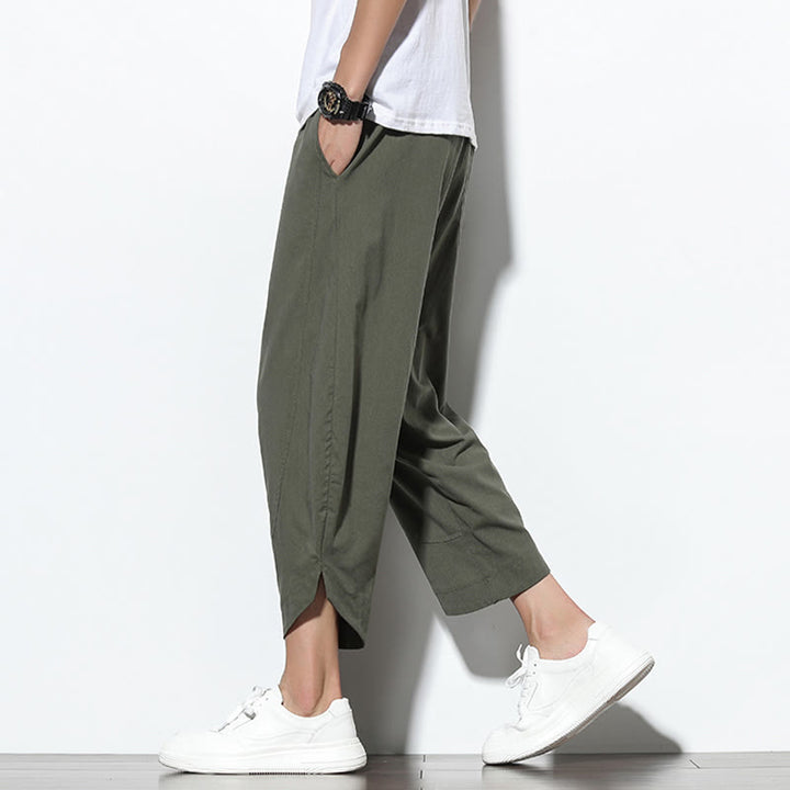 Buddha Stonesカジュアル サマー ドローストリング 7-8丈 リネン メンズ ハーレムパンツ ポケット付き - image 33