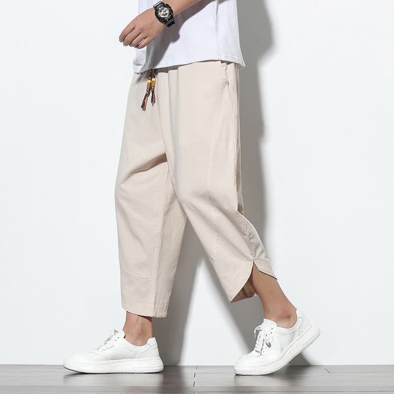 Buddha Stonesカジュアル サマー ドローストリング 7-8丈 メンズ ハーレムパンツ ポケット付き - ベージュ - US/UK/AU46、 EU56 (5XL) - image 9