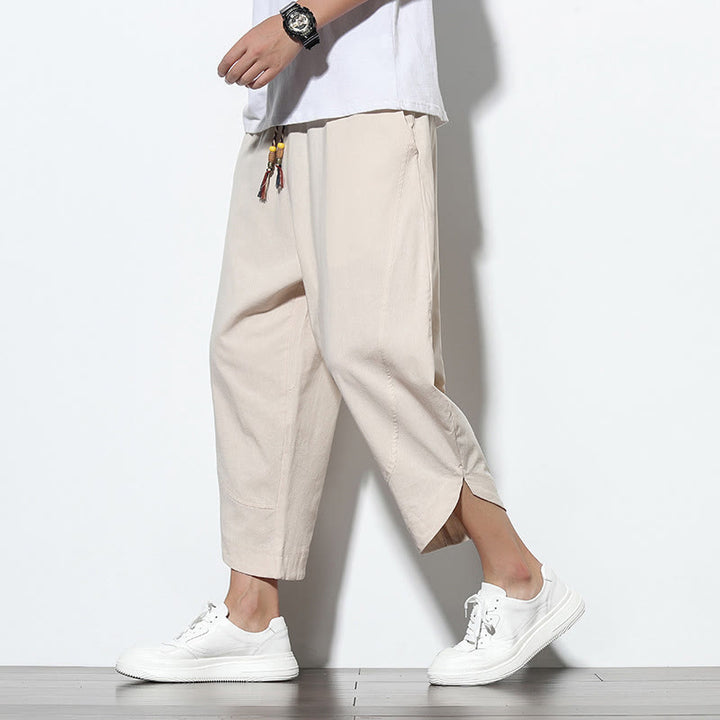 Buddha Stonesカジュアル サマー ドローストリング 7-8丈 メンズ ハーレムパンツ ポケット付き - ベージュ - US/UK/AU46、 EU56 (5XL) - image 9