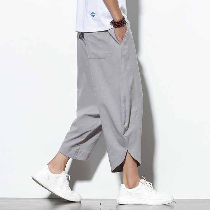 Buddha Stonesカジュアル サマー ドローストリング 7-8丈 リネン メンズ ハーレムパンツ ポケット付き - image 6