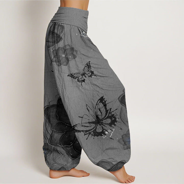 Buddha Stonesコットン バタフライフラワー柄 レディース 伸縮性ウエスト ハーレムパンツ - image 6