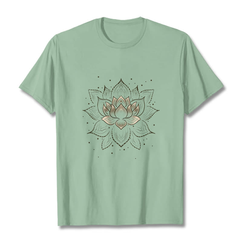 Buddha Stonesの黄金蓮の花のデザインTシャツ - 淡い緑色 - 2XL - image 14