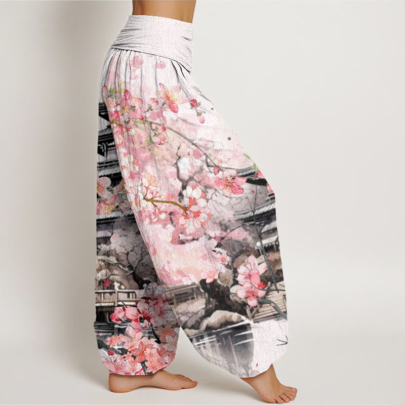 Buddha Stonesコットンパビリオン 桜柄 レディース 伸縮性ウエスト ハーレムパンツ - image 2