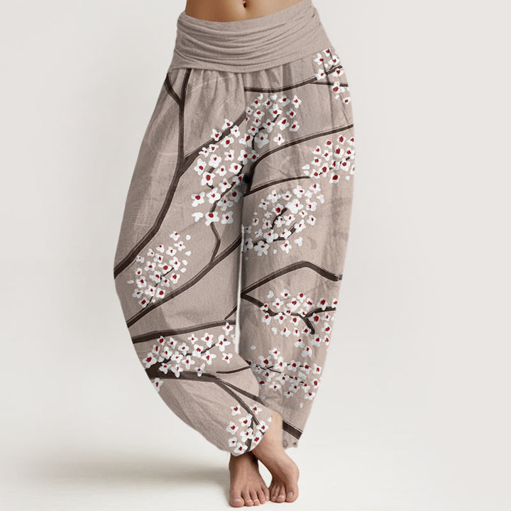 Buddha Stonesカジュアル梅の花の枝柄レディース伸縮性ウエストハーレムパンツ - タン - US22、 UK/AU26、 EU54 (6XL) - image 5