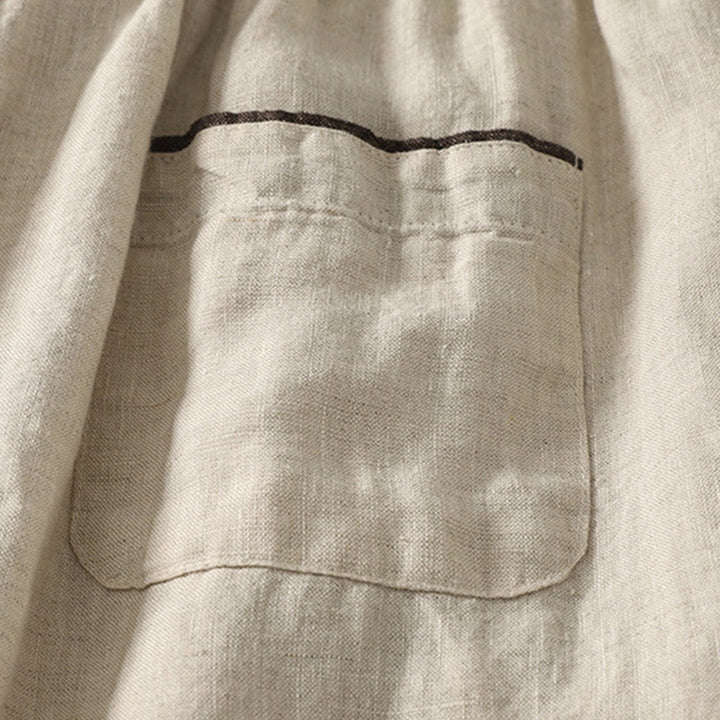 Buddha Stones夏 カジュアル 純色 ドローストリング 9丈 コットンリネン レディース ハーレムパンツ ポケット付き - image 5