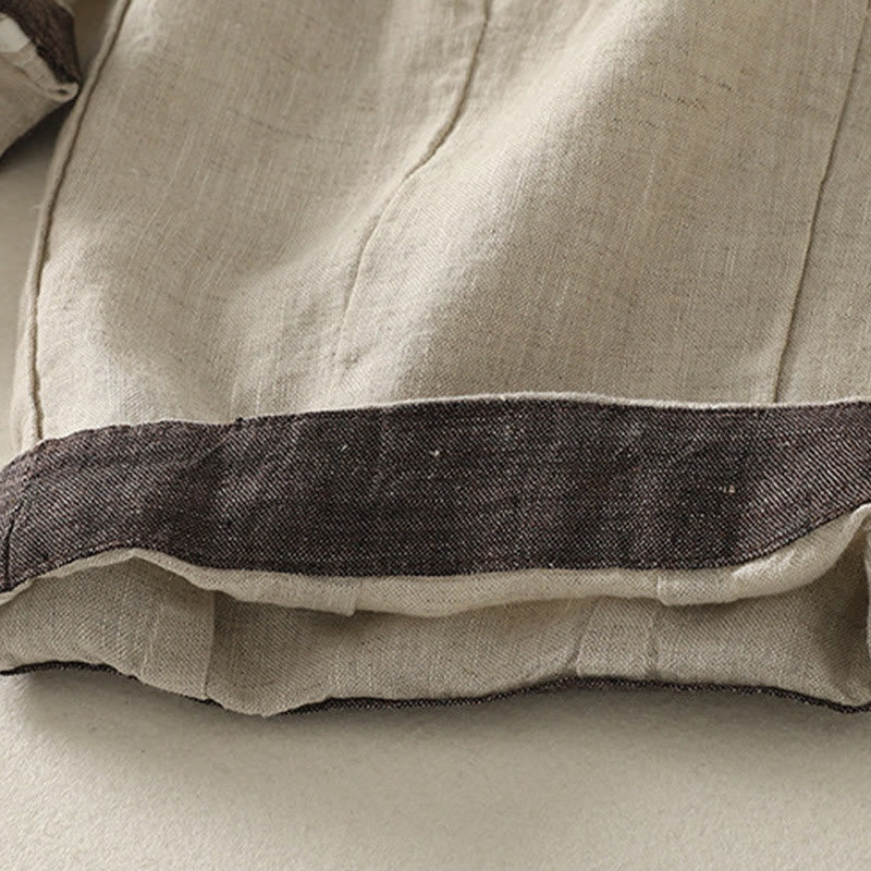 Buddha Stones夏 カジュアル 純色 ドローストリング 9丈 コットンリネン レディース ハーレムパンツ ポケット付き - image 8