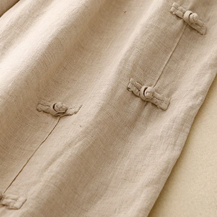 Buddha Stonesカジュアル 無地 フロッグボタンデザイン 7-8丈 コットンリネン レディース ハーレムパンツ ポケット付き - image 10