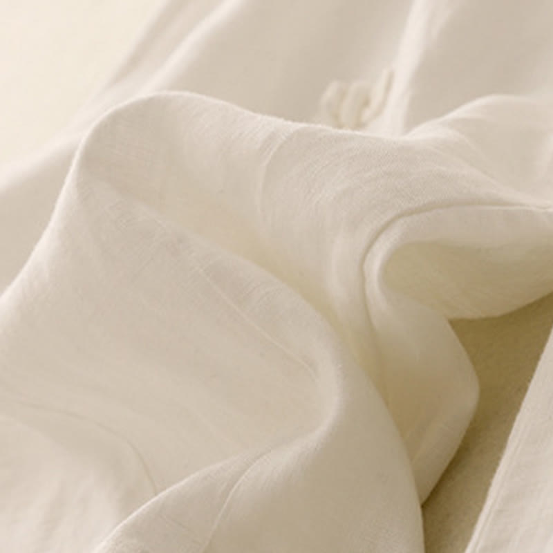 Buddha Stonesカジュアル 無地 フロッグボタンデザイン 7-8丈 コットンリネン レディース ハーレムパンツ ポケット付き - image 5