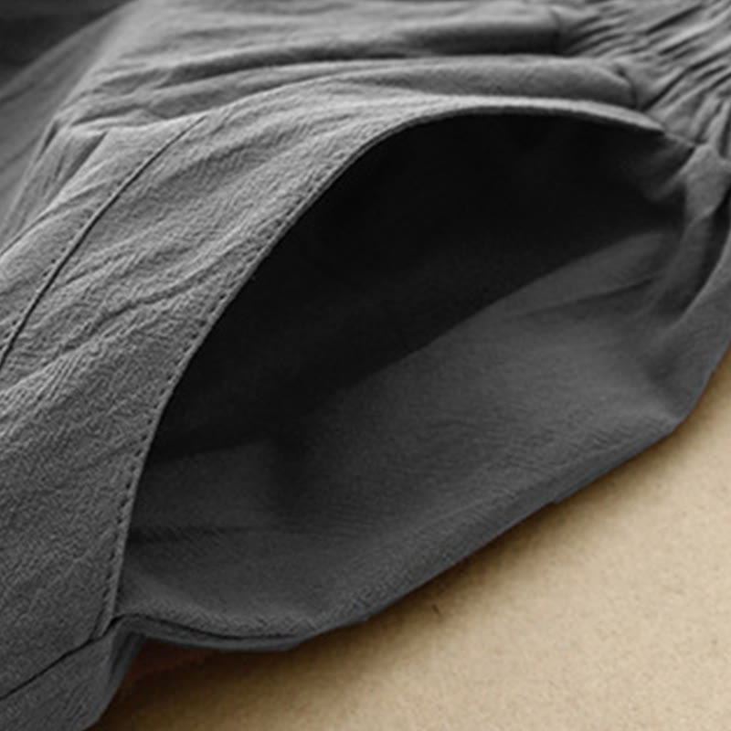 Buddha Stonesデイリー 無地 伸縮性ウエストバンド コットンリネン レディース パンツ ポケット付き - image 6