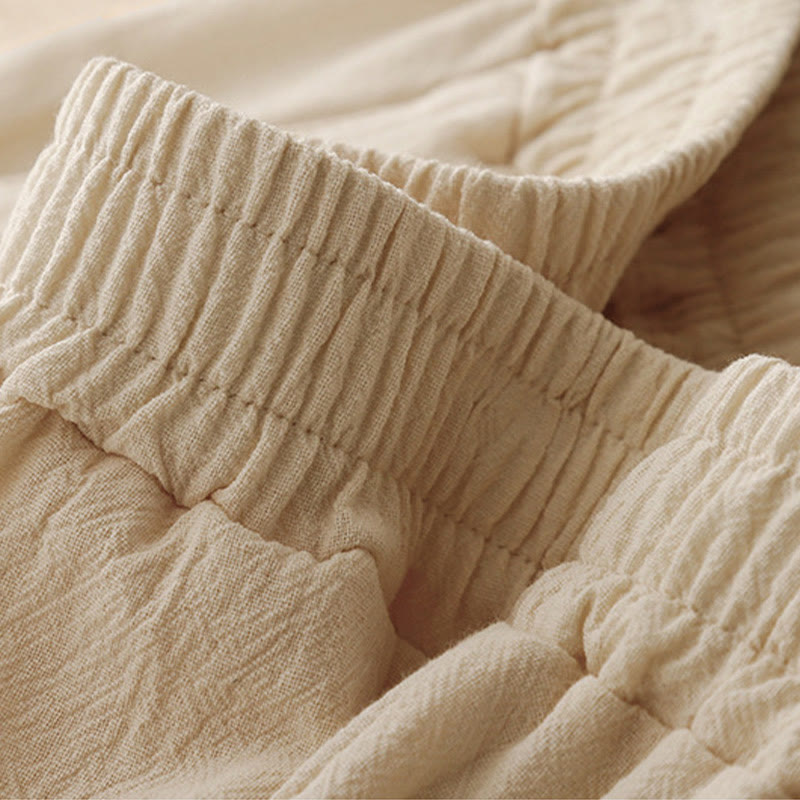 Buddha Stonesデイリー 無地 伸縮性ウエストバンド コットンリネン レディース パンツ ポケット付き - image 11