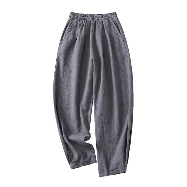 Buddha Stones通勤用 無地 伸縮性ウエストバンド コットンリネン レディース パンツ ポケット付き - image 10