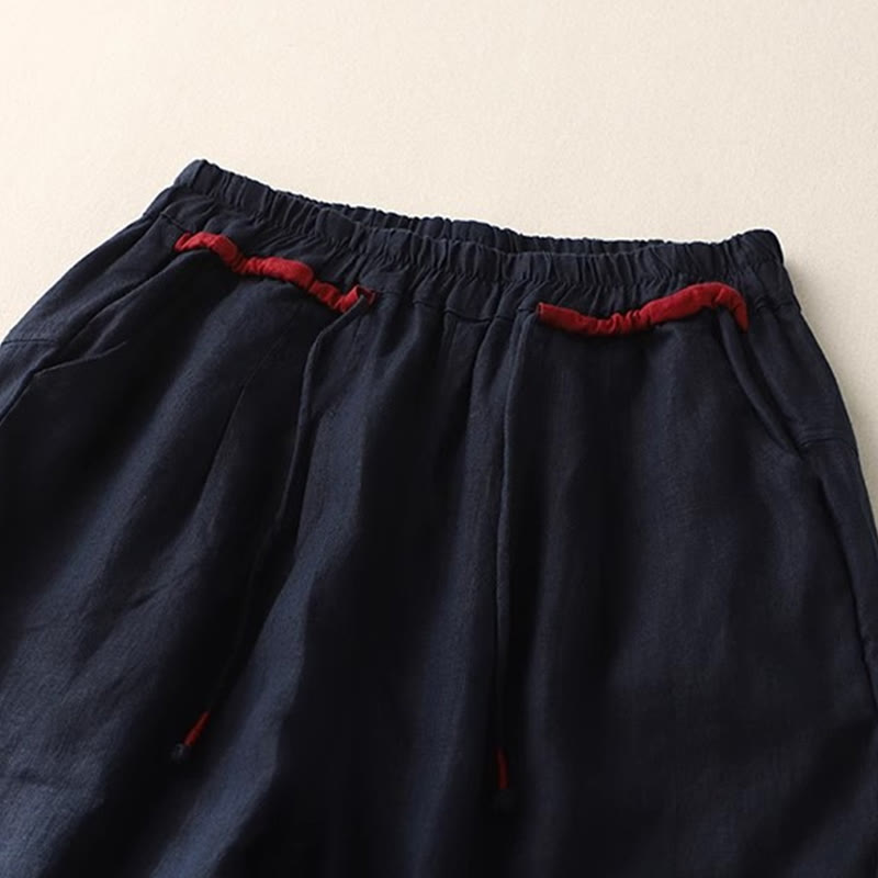 Buddha Stones通勤用カラーコントラストドローストリング7-8丈レディースパンツ（ポケット付き） - image 23