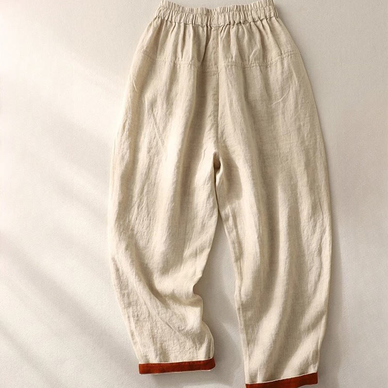 Buddha Stones通勤用カラーコントラストドローストリング7-8丈レディースパンツ（ポケット付き） - image 8