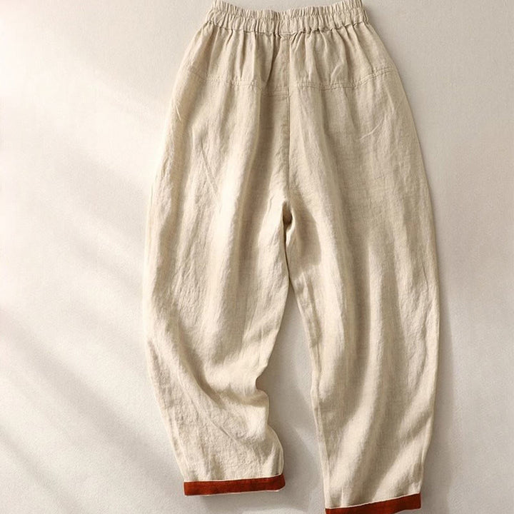 Buddha Stones通勤用カラーコントラストドローストリング7-8丈レディースパンツ（ポケット付き） - image 8