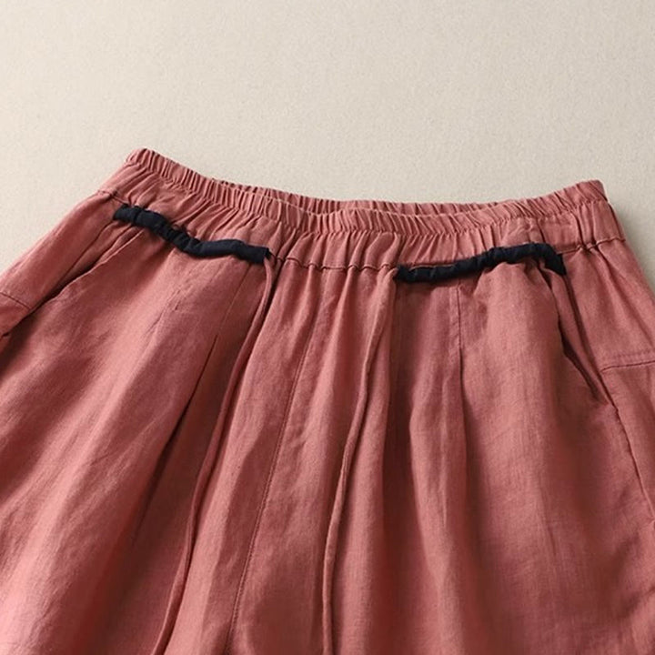 Buddha Stones通勤用カラーコントラストドローストリング7-8丈レディースパンツ（ポケット付き） - image 2