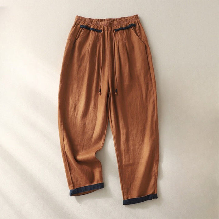 Buddha Stones通勤用カラーコントラストドローストリング7-8丈レディースパンツ（ポケット付き） - チョコレート - US14、 UK/AU18、 EU46 (4XL) - image 16