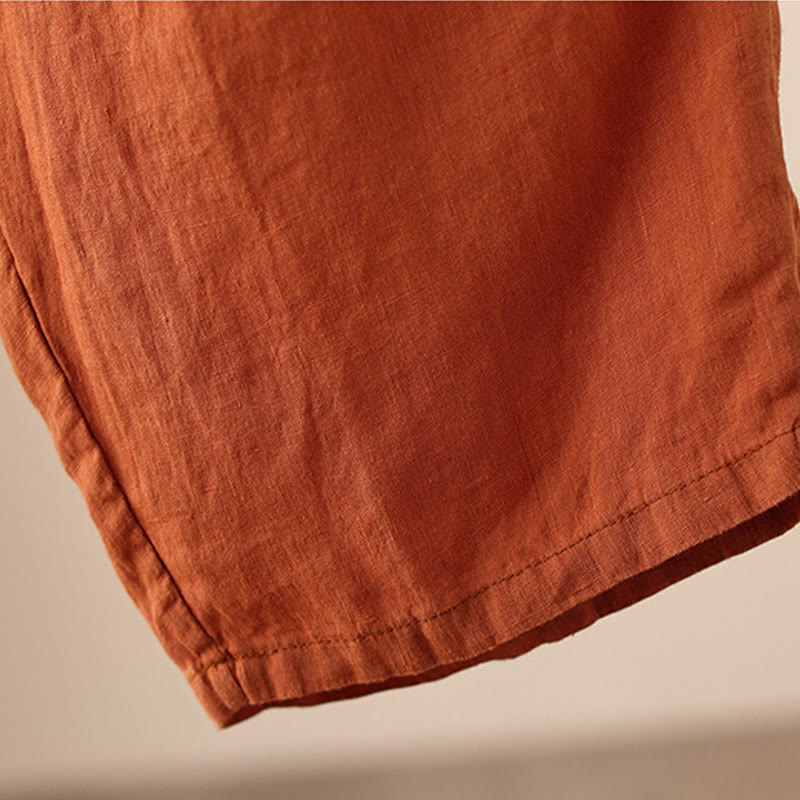 Buddha Stonesカジュアル 無地 シワデザイン ドローストリング 9丈 コットンリネン レディース ワイドレッグパンツ ポケット付き - image 12