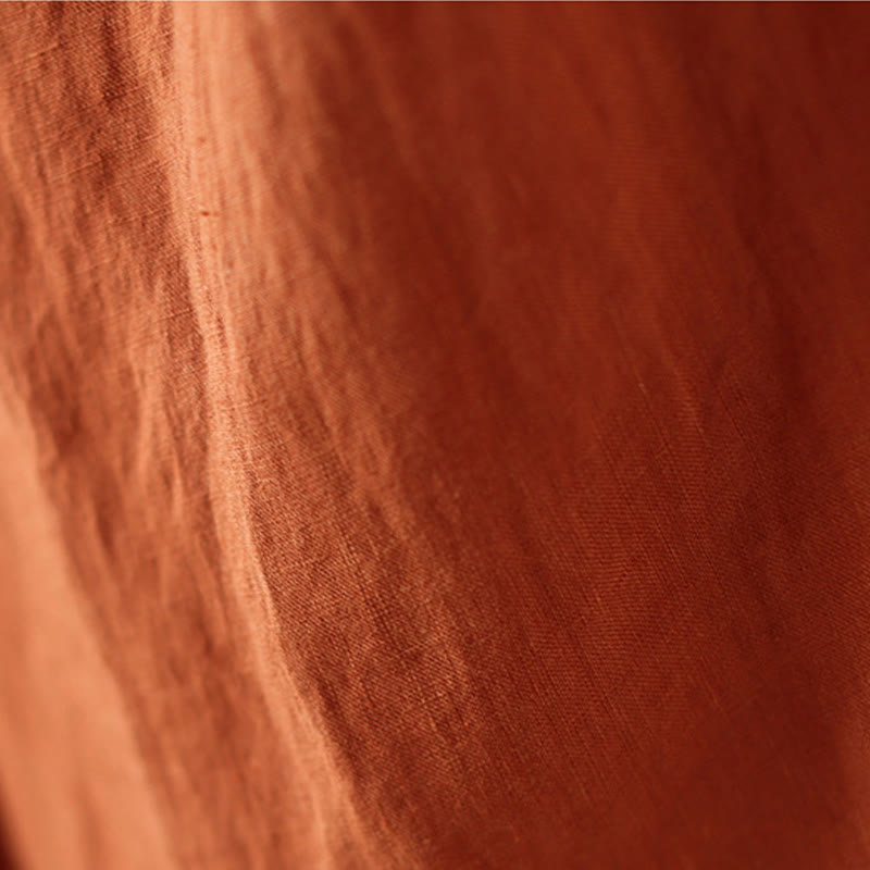 Buddha Stonesカジュアル 無地 シワデザイン ドローストリング 9丈 コットンリネン レディース ワイドレッグパンツ ポケット付き - image 7